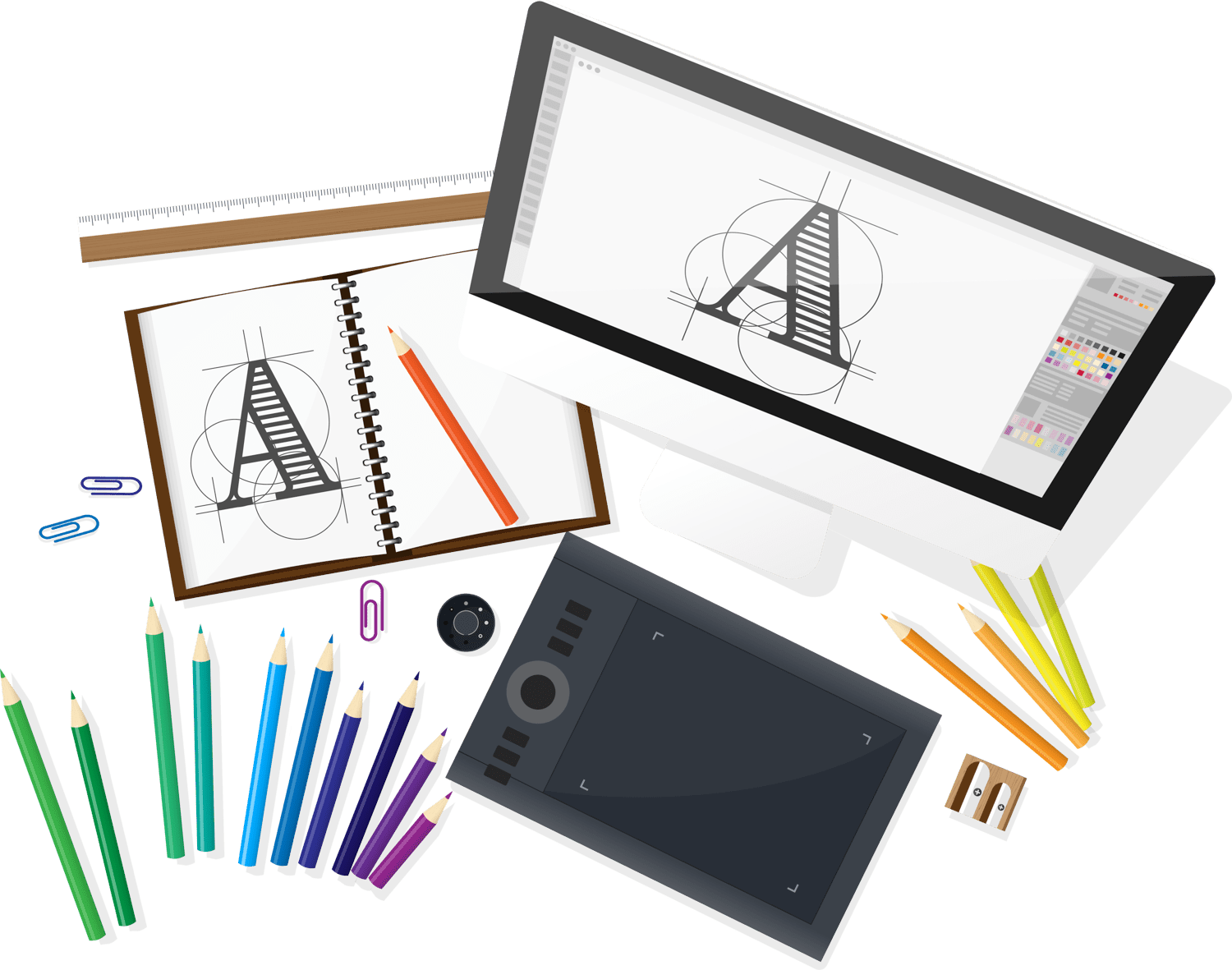 fonts design laptop graphic