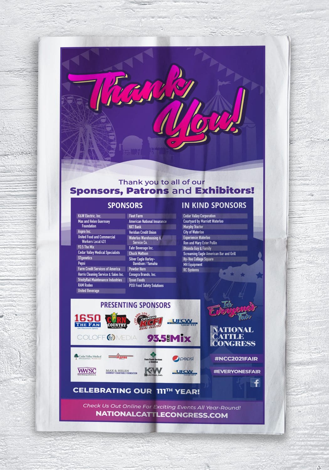 National Cattle Congress fair newspaper ad