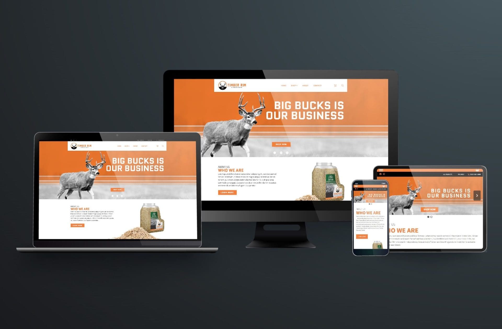 Timber Rim website preview on tablet mobile phone laptop PC