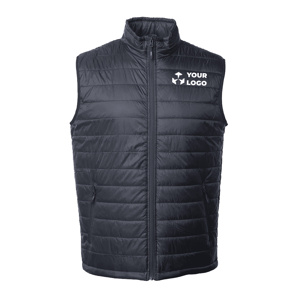 black puffer vest with logo