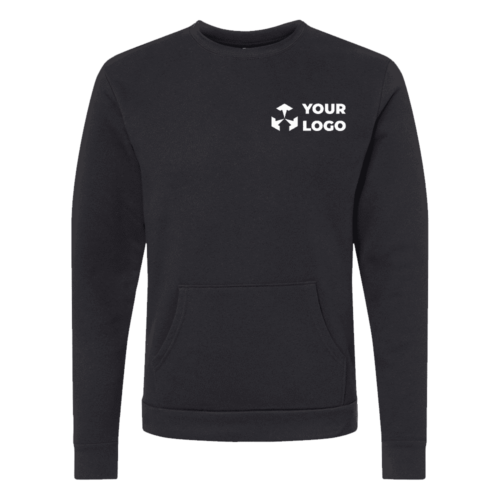 black crew neck with pocket and logo